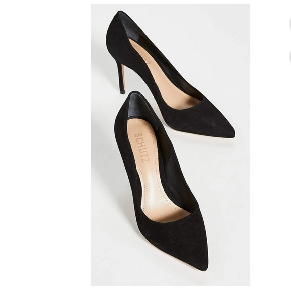 SCHUTZ Black Suede Analira Pointed Toe Pump Heels 9.5US - Picture 4 of 10